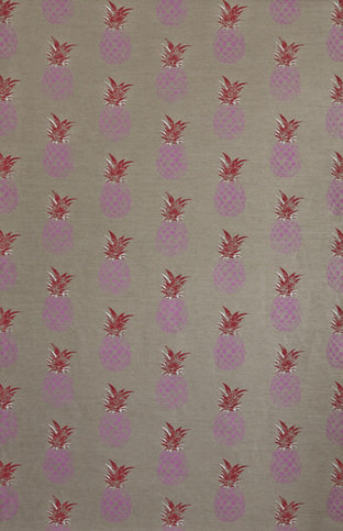 Pineapple Pink/red on Natural Fabric by Barneby Gates 