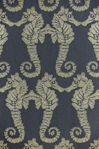 Seahorse Charcoal/Gold Wallpaper by Barneby Gates