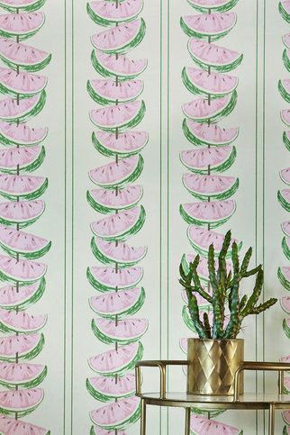 Watermelon Pink / Green Wallpaper by Barneby Gates