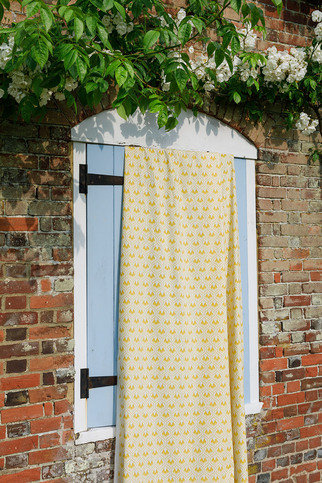 Ikat Heart Mustard Fabric by Barneby Gates 