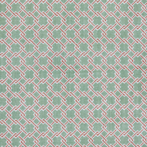 Lattice Cane Light Olive / Red Fabric by Barneby Gates 