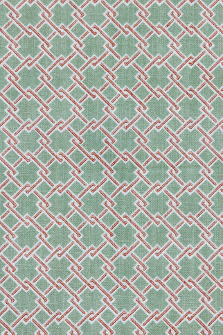 Lattice Cane Light Olive / Red Fabric by Barneby Gates 