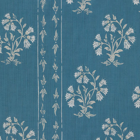 Maharani Block Print Jaipur blue Fabric by Barneby Gates 