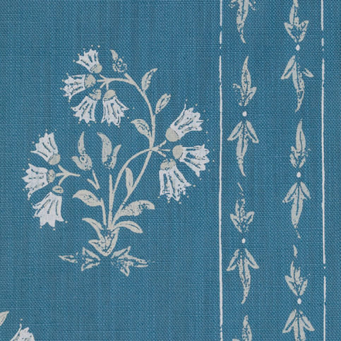 Maharani Block Print Jaipur blue Fabric by Barneby Gates 