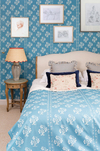 Maharani Block Print Jaipur blue Fabric by Barneby Gates 