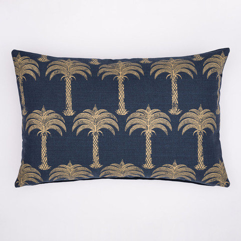 Marrakech Palm Midnight Blue Cushion by Barneby Gates 