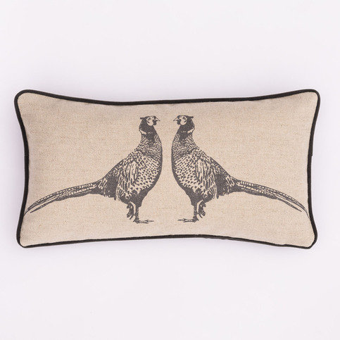 Pheasant Charcoal on Natural Cushion by Barneby Gates 