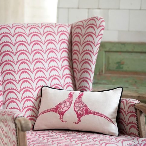 Pheasant Pink on Cream Cushion by Barneby Gates 
