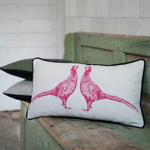 Pheasant Pink on Cream Cushion by Barneby Gates 