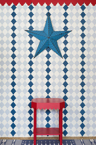 Quilted Harlequin Blue Wallpaper by Barneby Gates 