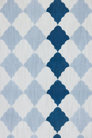 Quilted Harlequin Patchwork Two Blues Fabric by Barneby Gates 