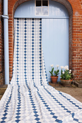 Quilted Harlequin Patchwork Two Blues Fabric by Barneby Gates 