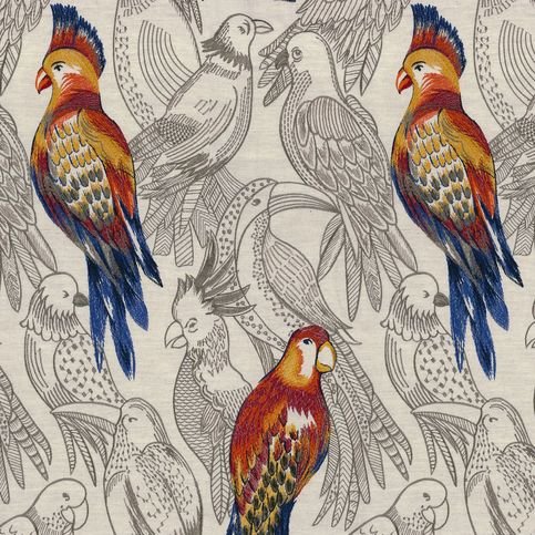 Beauharnais Multico Blue/Red Fabric by Casamance 