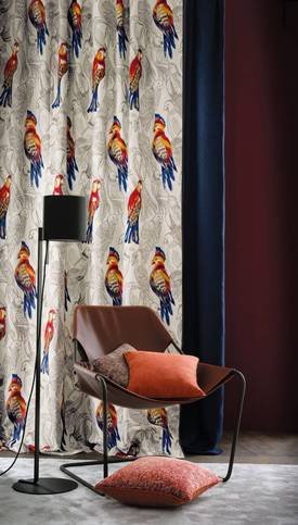 Beauharnais Multico Blue/Red Fabric by Casamance 