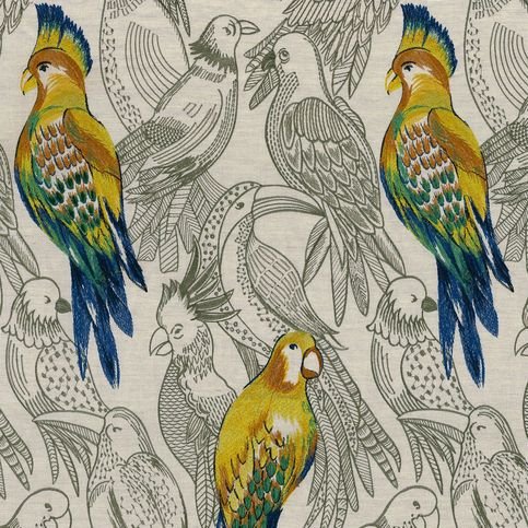 Beauharnais Multico Blue/Yellow Fabric by Casamance 