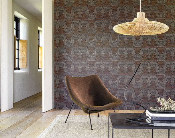 Daia Noir/Terracotta Wallcovering by Casamance