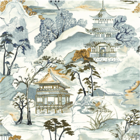 Nara Blanc/Celadon Wallcovering by Casamance