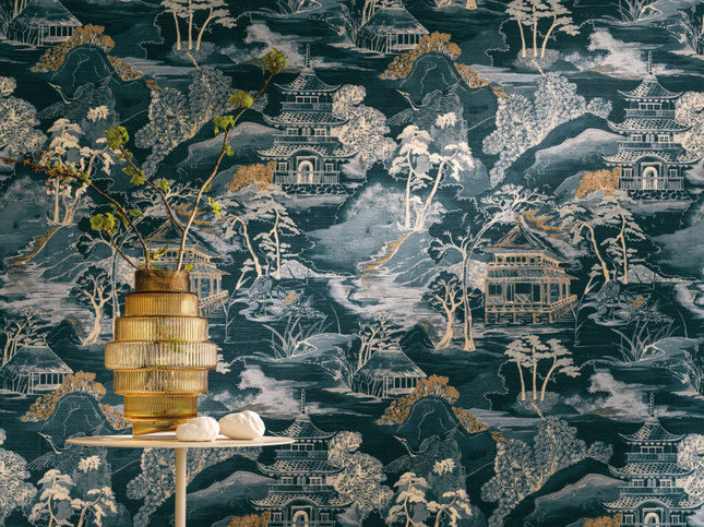 Nara Petrole Wallcovering by Casamance