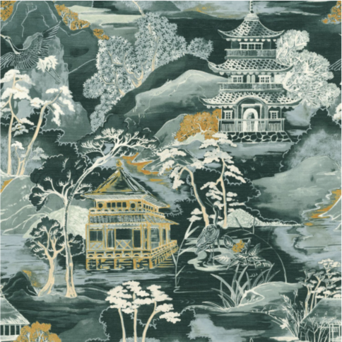Nara Vert Imperial Wallcovering by Casamance