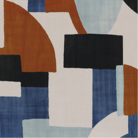 Trompe L'oeil Marine / fauve Fabric by Casamance 