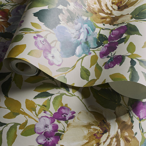 Bloom Amethyst Wallcovering by Clarke & Clarke