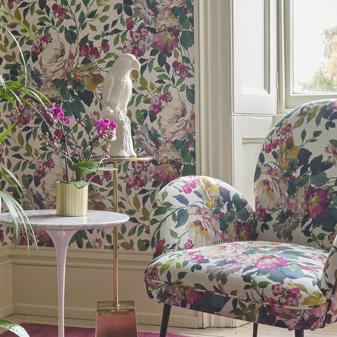 Bloom Fuchsia Wallcovering by Clarke & Clarke