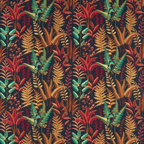 Bracken Russet/Aqua Fabric by Clarke & Clarke 