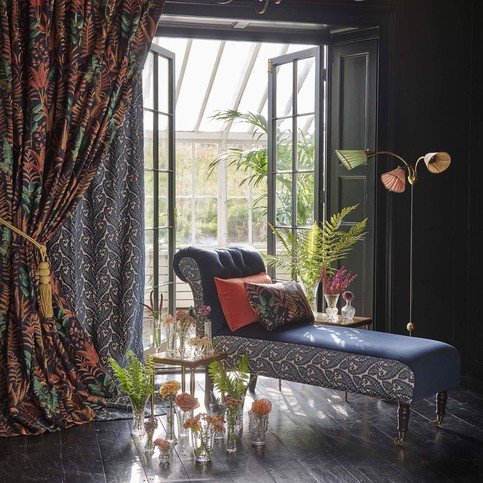 Bracken Russet/Aqua Fabric by Clarke & Clarke 