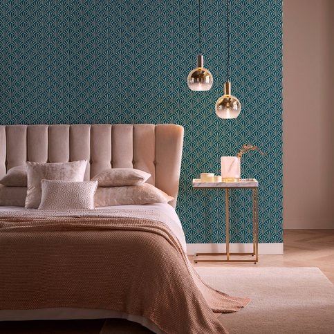 Chrysler Teal Wallcovering by Clarke & Clarke 