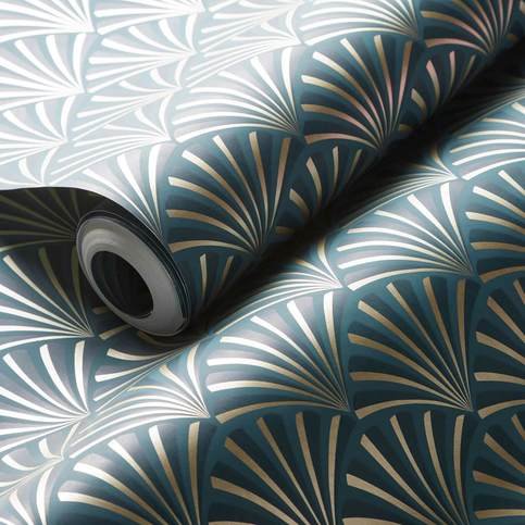 Chrysler Teal Wallcovering by Clarke & Clarke 