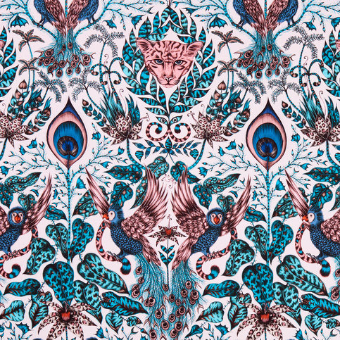 Amazon Pink Wallcovering by Emma J Shipley for Clarke & Clarke 