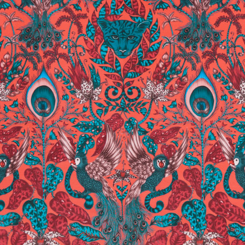 Amazon Red Velvet Fabric by Emma J Shipley for Clarke & Clarke 