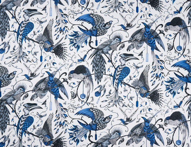 Audubon Blue Fabric by Emma J Shipley for Clarke & Clarke 