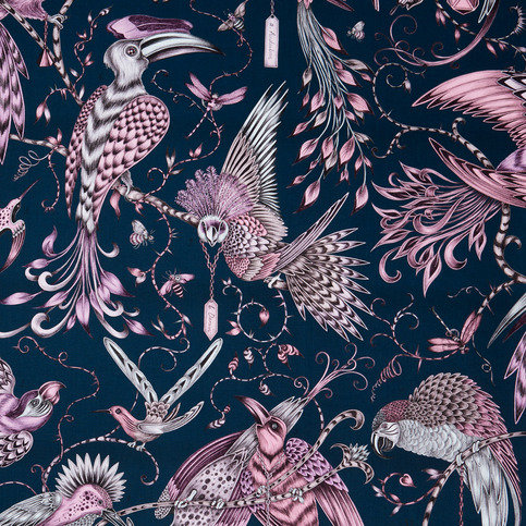 Audubon Pink Fabric by Emma J Shipley for Clarke & Clarke 