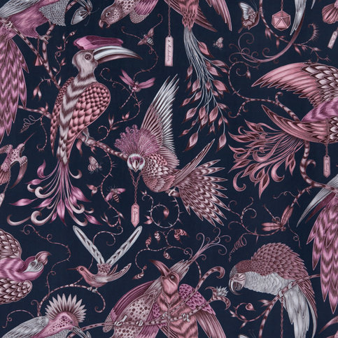 Audubon Pink Velvet Fabric by Emma J Shipley for Clarke & Clarke 