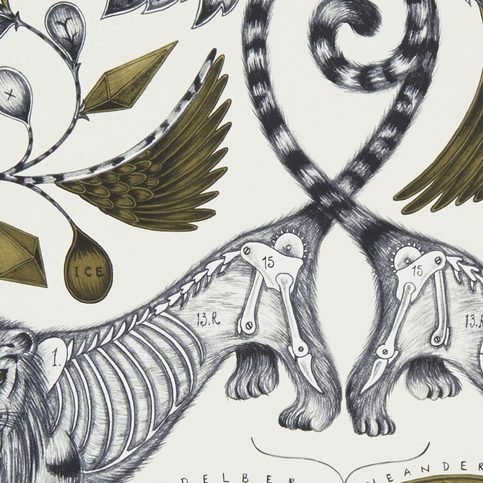 Exinct Gold Wallcovering by Emma J Shipley for Clarke & Clarke 