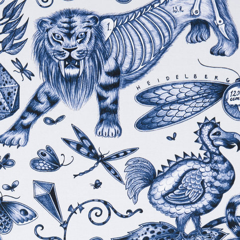 Extinct Blue Fabric by Emma J Shipley for Clarke & Clarke 