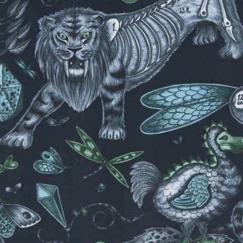 Extinct Navy Velvet Fabric by Emma J Shipley for Clarke & Clarke 