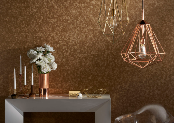 Hexagon Copper Wallcovering by Clarke & Clarke 
