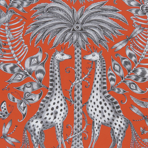 Kruger Flame Wallcovering by Emma J Shipley for Clarke & Clarke 