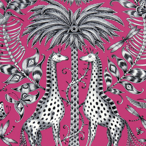 Kruger Magenta Wallcovering by Emma J Shipley for Clarke & Clarke 