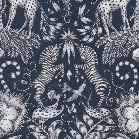 Kruger Navy Fabric by Emma J Shipley for Clarke & Clarke 