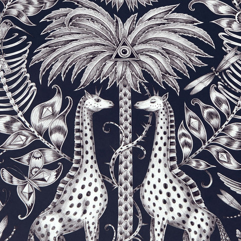 Kruger Navy Wallcovering by Emma J Shipley for Clarke & Clarke 