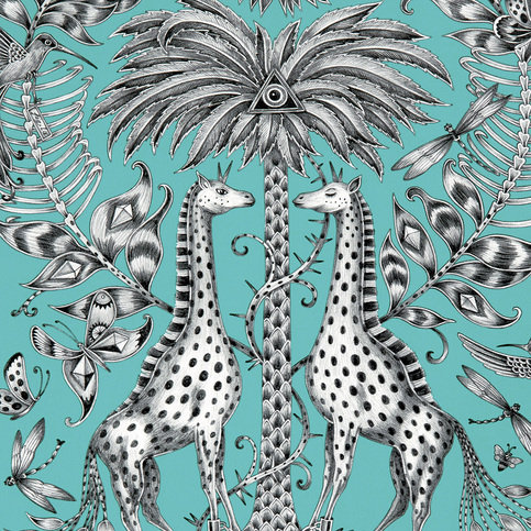 Kruger Teal Wallcovering by Emma J Shipley for Clarke & Clarke 