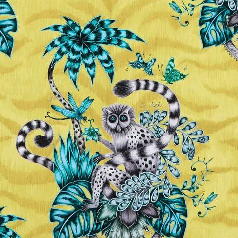 Lemur Lime Fabric by Emma J Shipley for Clarke & Clarke 