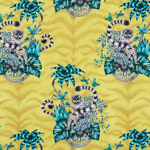Lemur Lime Wallcovering by Emma J Shipley for Clarke & Clarke 