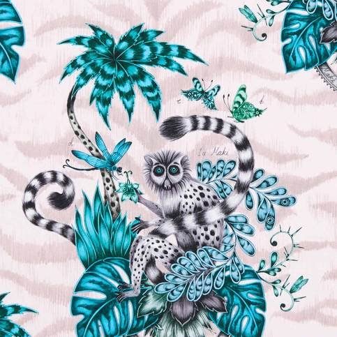 Lemur Pink Fabric by Emma J Shipley for Clarke & Clarke 