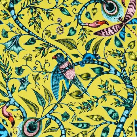Rousseau Lime Velvet Fabric by Emma J Shipley for Clarke & Clarke 