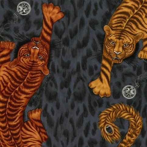 Tigris Flame Velvet Fabric by Emma J Shipley for Clarke & Clarke 