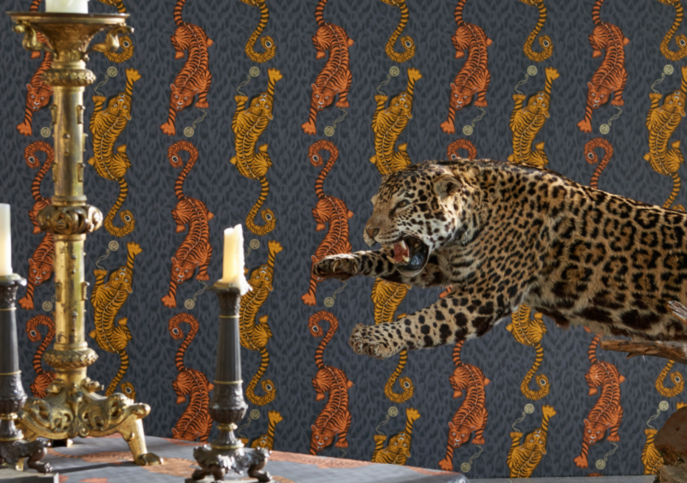 Tigris Flame Wallcovering by Emma J Shipley for Clarke & Clarke 